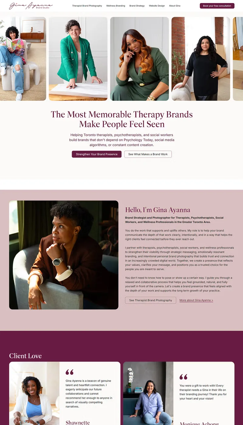 Gina Ayanna Brand Studio website