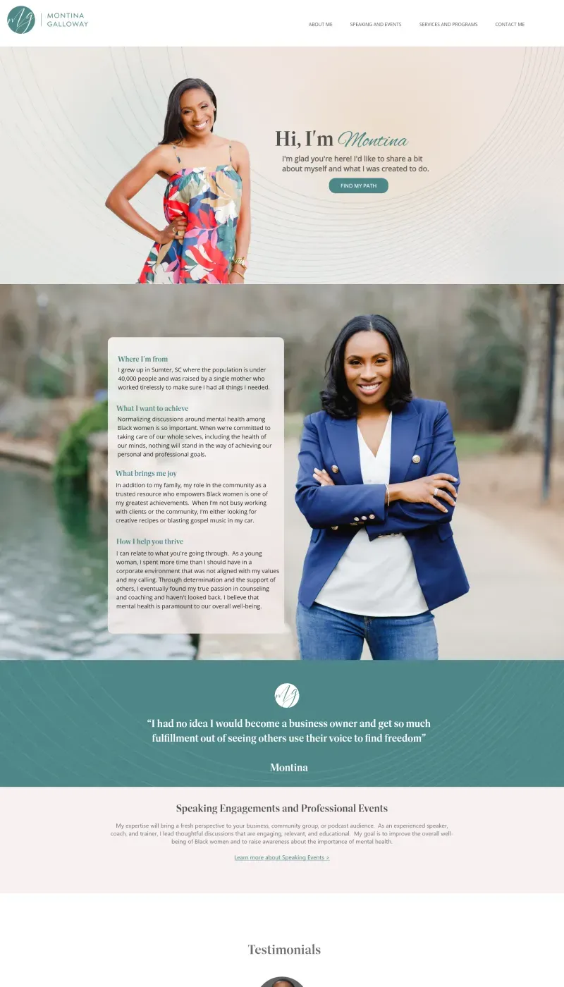 Montina Myers-Galloway website